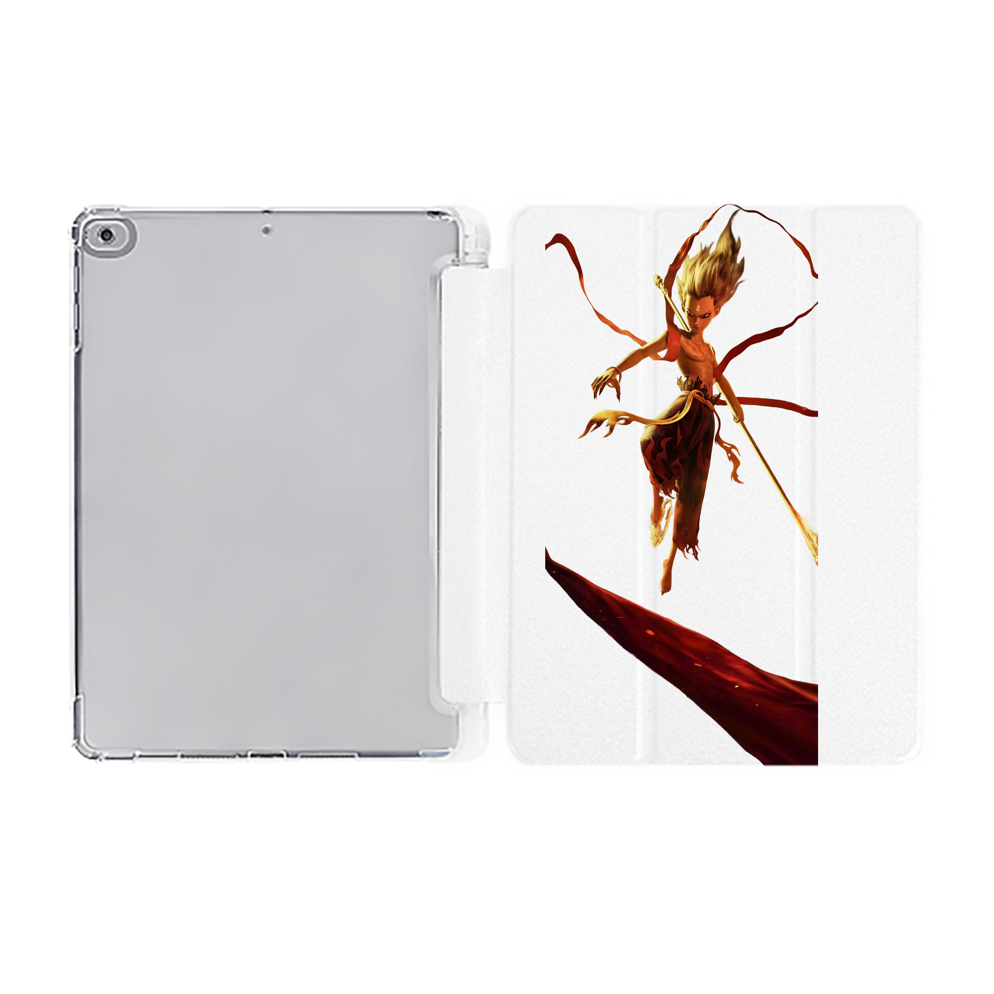 （画像用） Ne Zha 2 ナタ 魔童の大暴れ IPad ケース ペン収納付き 三つ折りスタンド PUレザー×シリコン 対応機種9.5/10.5/10.9インチ